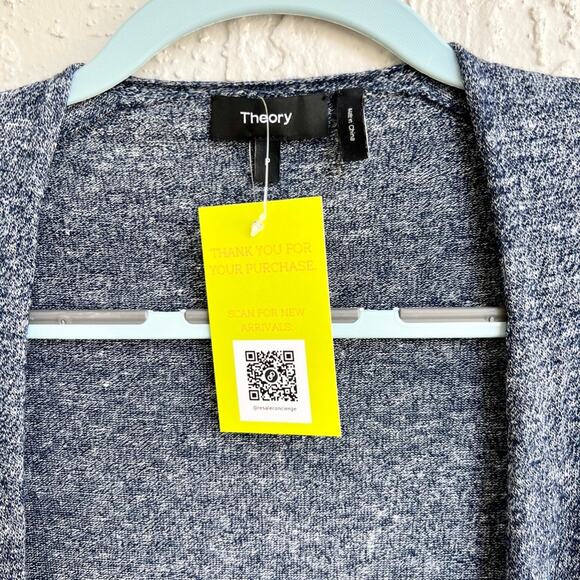 Theory Torina wool-linen blue heather duster cardigan size P / small - Picture 3 of 6